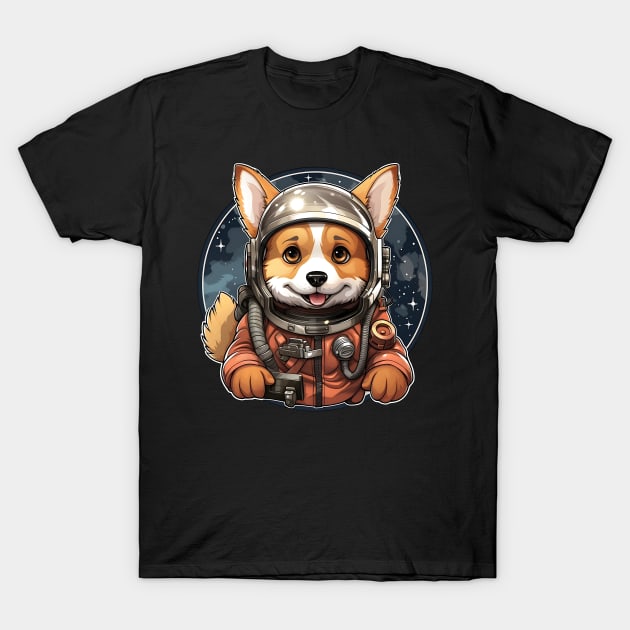 Corgi Astronaut In Space T-Shirt by MARK ASHKENAZI